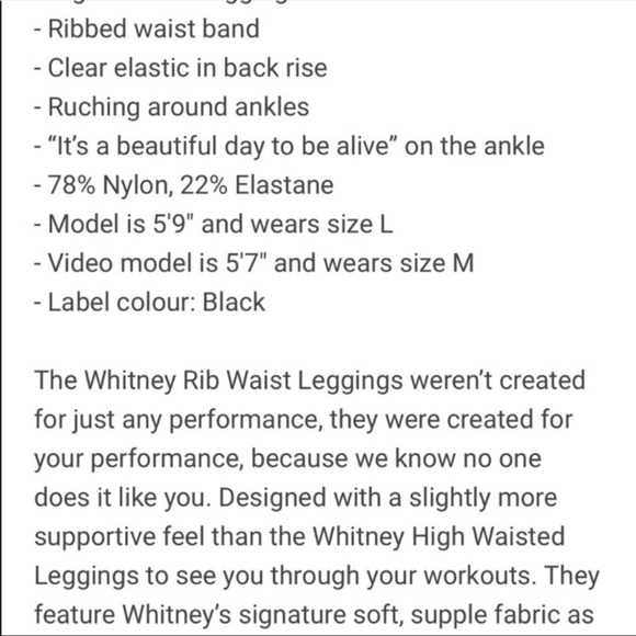 NWT Gymshark X Whitney Simmons Rib Waist Leggings - Black - Picture 6 of 6